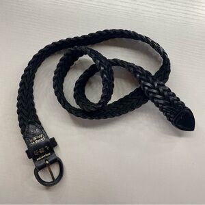 Vintage Black Braided Leather Belt